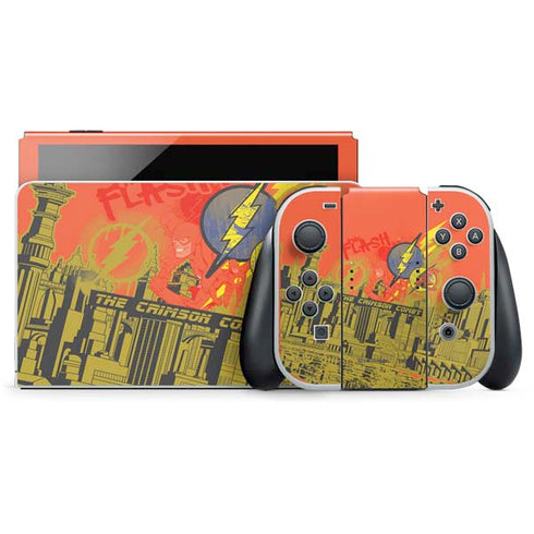 DC Comics The Flash City Collage Art Nintendo Switch OLED (2021) Skin